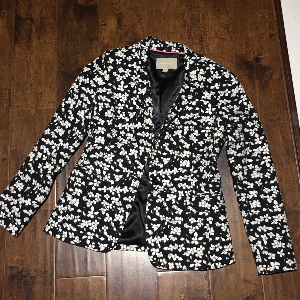 Banana Republic Black and White Floral Blazer
